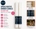 Spaas Rustic Dinner Candle 8h White 2,1x2,1x25cm 2 Pieces White