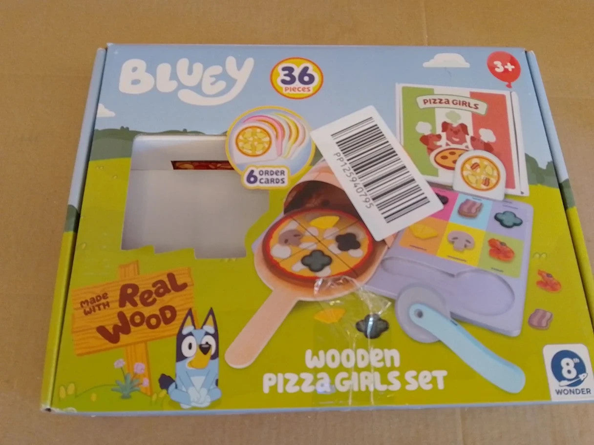 Bluey Wooden Pizza Girls Set Pretend Making Pizza Slices Play Food 3+