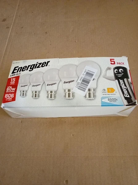 Energizer Bayonet 60w B22 LED Light Bulbs Daylight White 6500k 806 Lumens New