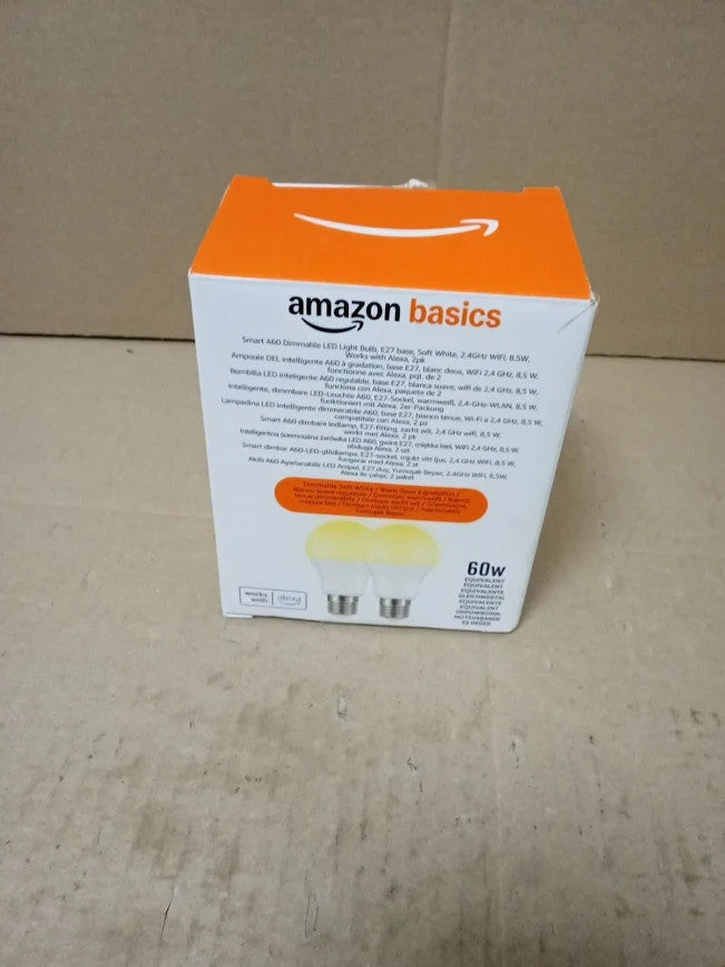 Amazon Basics Smart Dimmable LED Light Bulb E27 Base Soft White 8W 2pc Alexa