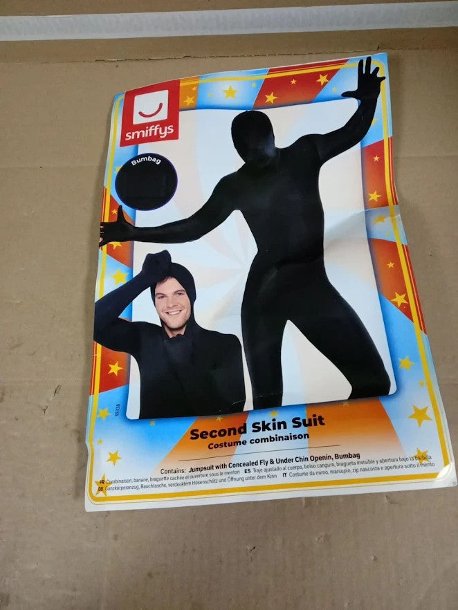 Smiffys Black Second Skin Suit Bumbag Fancy Dress Costume Adult Design New