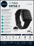 Fitbit Versa 2 Health Fitness Smartwatch Voice Control Sleep Score Music Black
