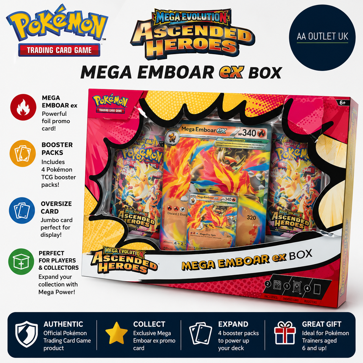 Pokemon TCG Mega Evolution Ascended Heroes Mega Emboar Ex Box Trading Card Game