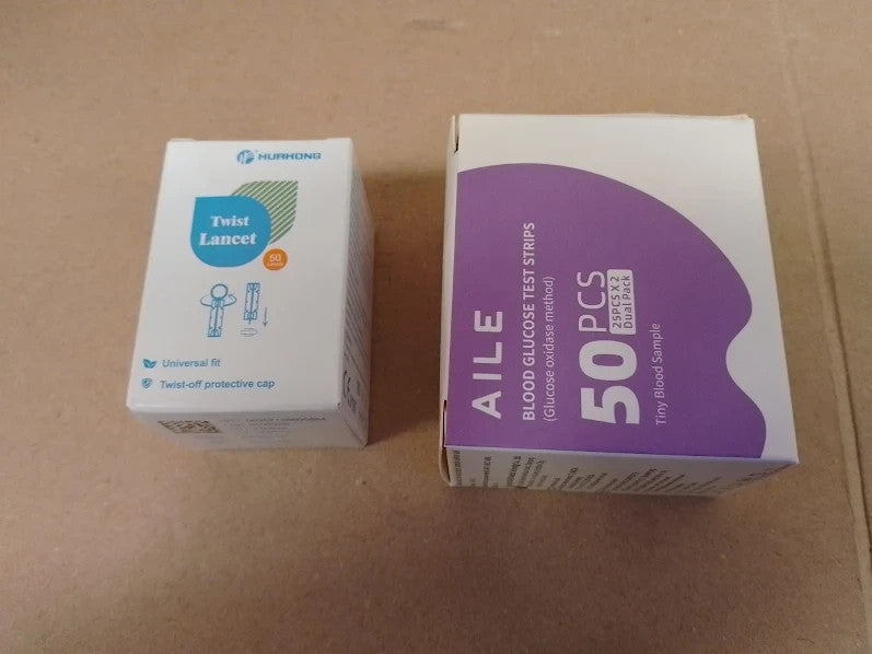 Aile Blood Sugar Glucose Monitor Kit Diabetics Strips Lancets 5.8x2.7x10.4cm New