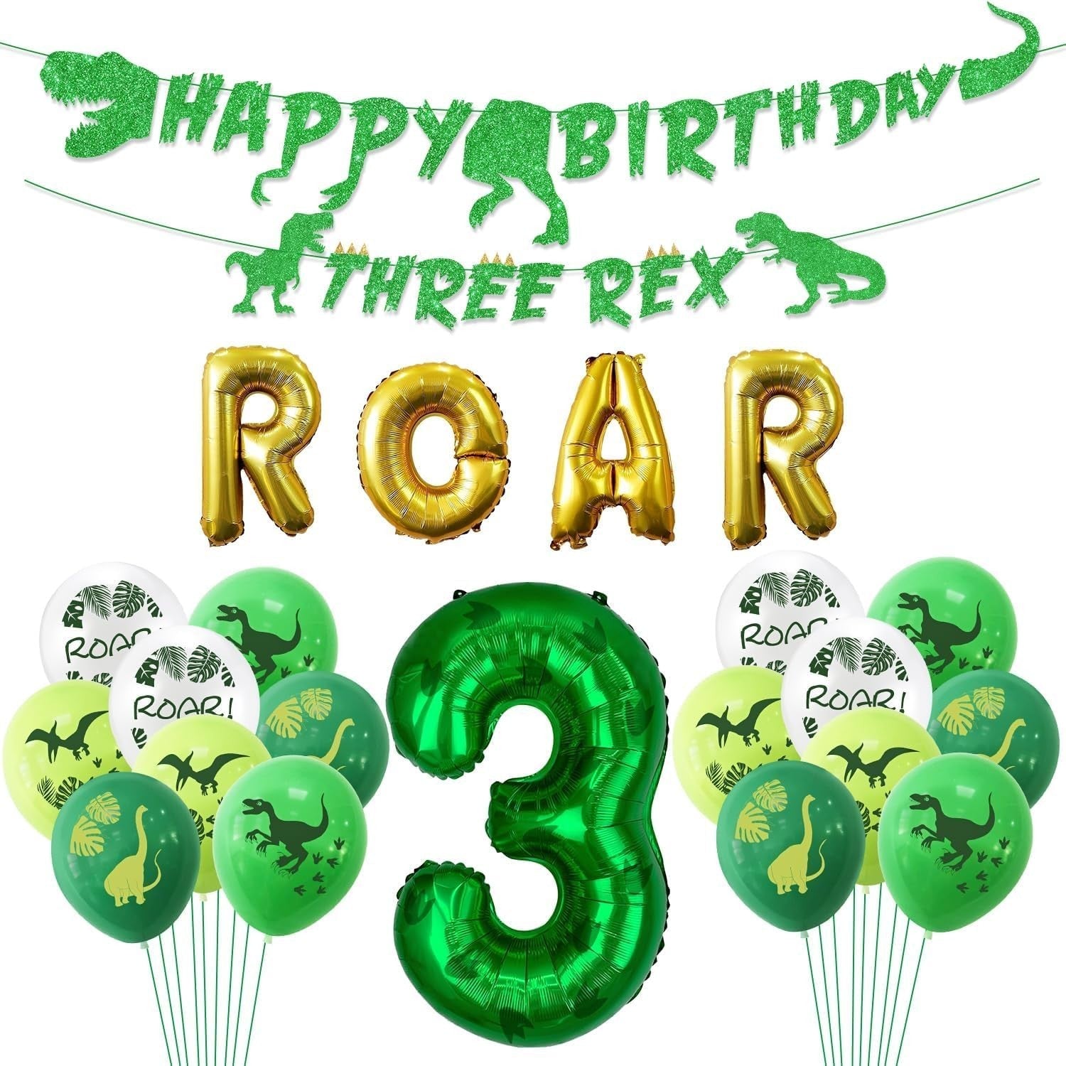 Dinosaur 3rd Birthday Banner Balloons Decorations Dinosaur Party Supplies New
