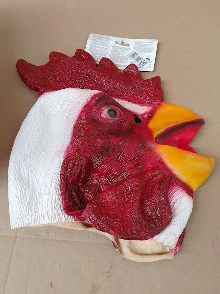 Smiffys Chicken Mask White Full Overhead Latex Party Animals Fancy Dress New