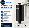 Philips Water In Line Shower Filter 50000L Capacity Black Reduce 99% Chlorine