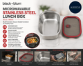Black+Blum Microwavable Stainless Steel Lunch Box Multi Function 900ml