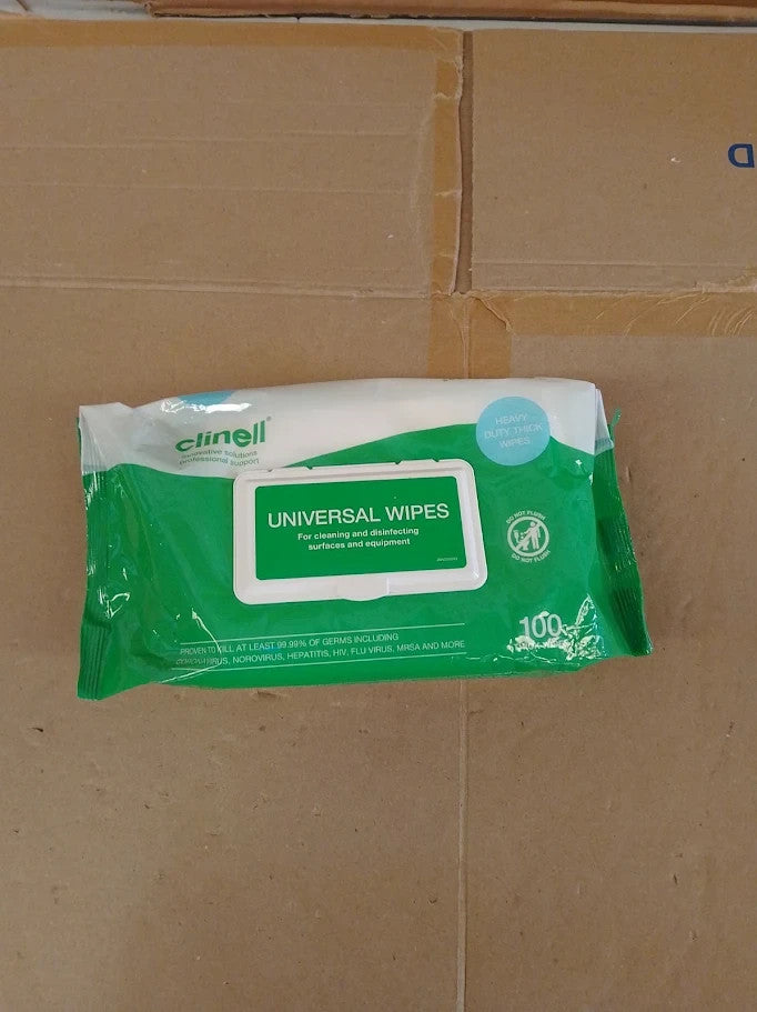 Clinell Universal Cleaning Disinfectant Wipes Surfaces Pack 100 255x175mm New