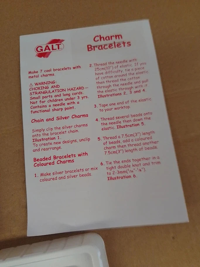 Galt Charm Bracelets Fun Jewelry Making Kit Craft Kit Colourful Beads 8+ New