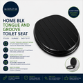 Argos Home Tongue Groove Toilet Seat Antibacterial Black 45x37.3x5.3cm