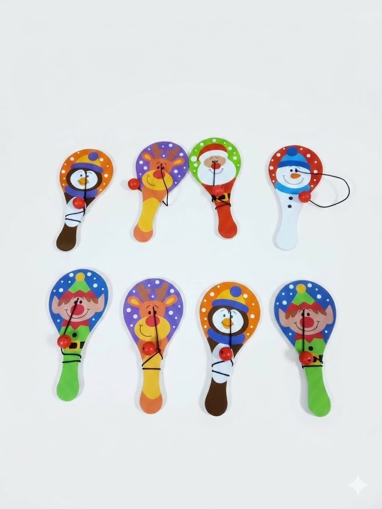 Baker Ross FX396 Mini Biff Bats 8 Pieces Kids Paddle Ball Toy Party Bag Xmas New