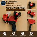 Fit For The Job Brown Parcel Tape Gun & Dispenser Heavy Duty Packing Sealing