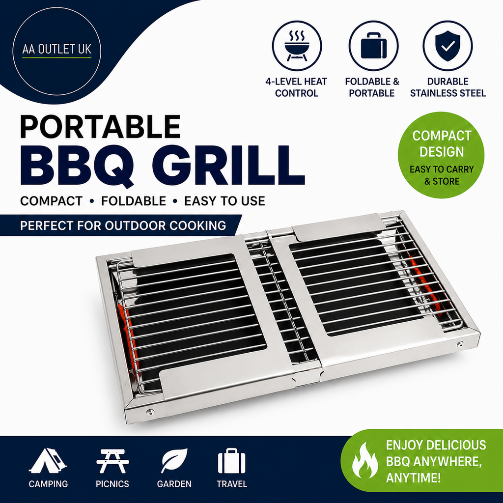 Small Portable Bbq Charcoal Grill Mini Folding Barbecue 4 Heat 2.6x21.5x43cm