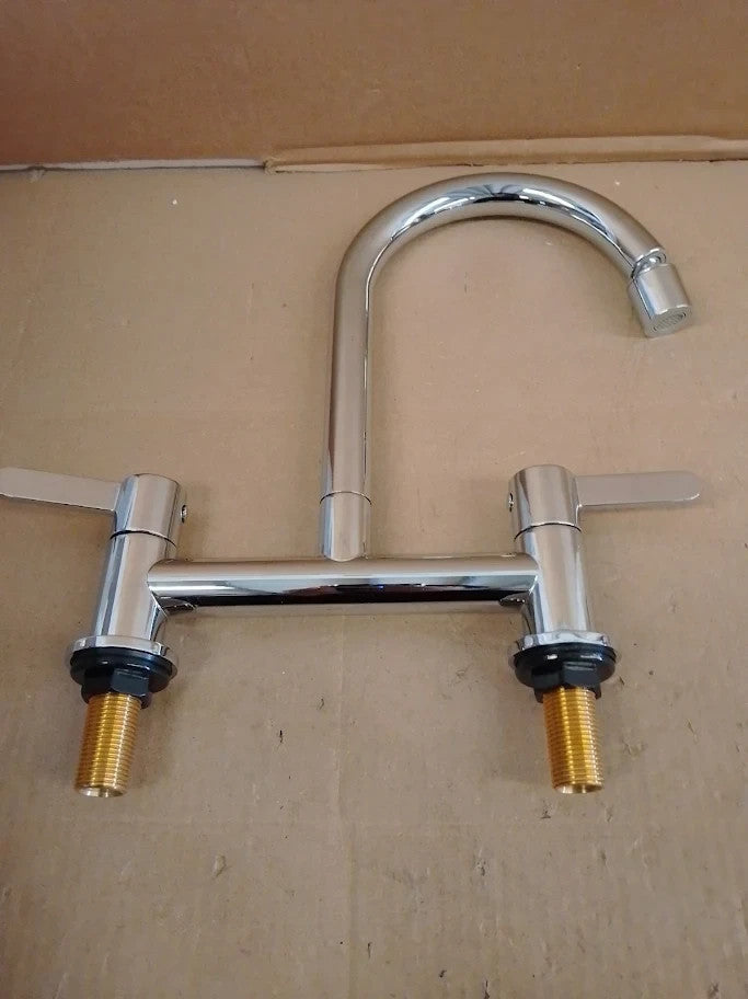 Peppermint Kitchen Mixer Taps 2 Hole 2 Function Aerator 180mm Dual Lever New