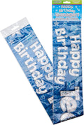 9ft Banner Happy Birthday Teenager Blue Foil Holographic 2.7X13Cm New