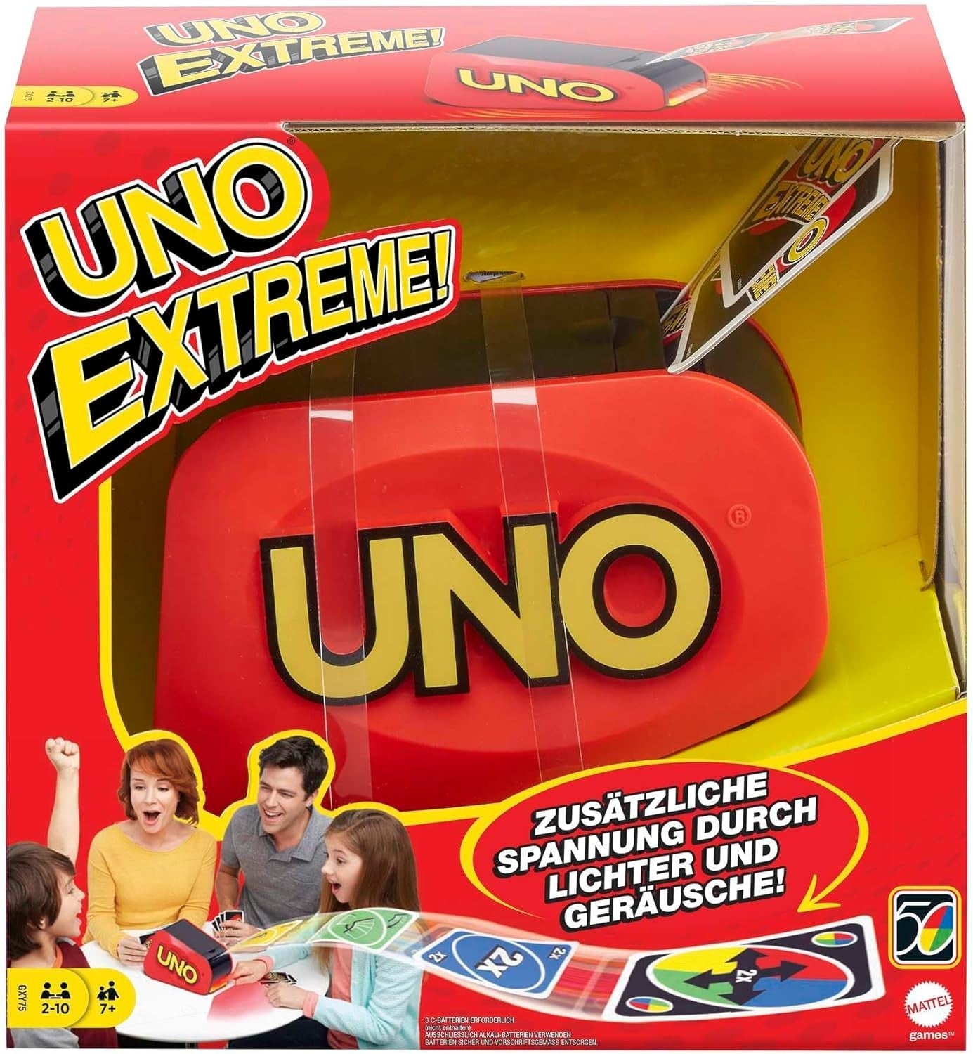 UNO Extreme Card Game Featuring Random Action Launcher Lights Sounds 7+ New