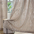 Kotile Taupe Curtains 63in Metallic Silver Foil Tree Branch Taupe Silver New