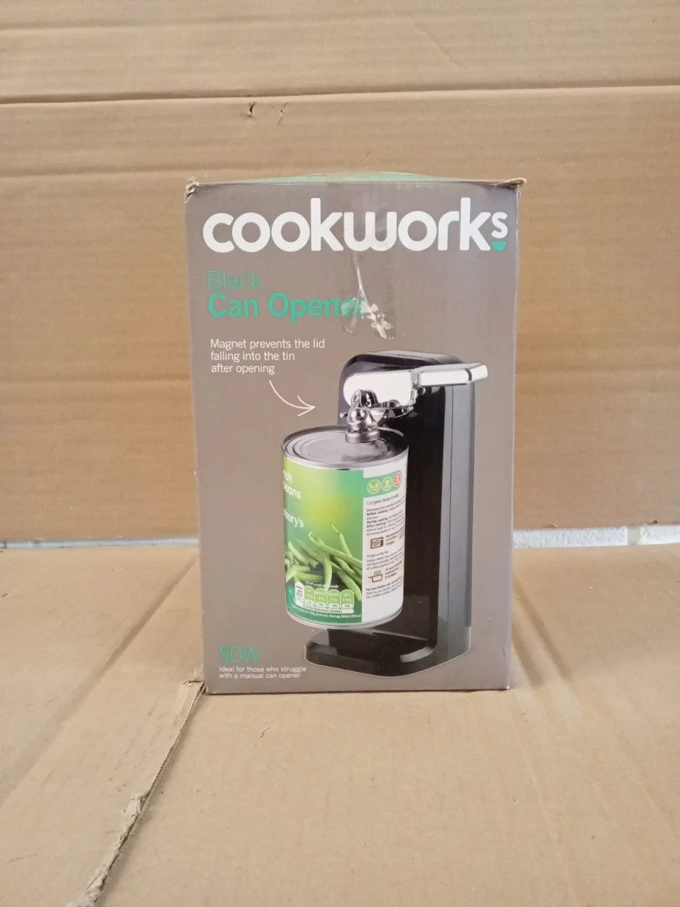 Cookworks Can Opener Black 50 Watts Magent Prevents Lid Magnetic Holder