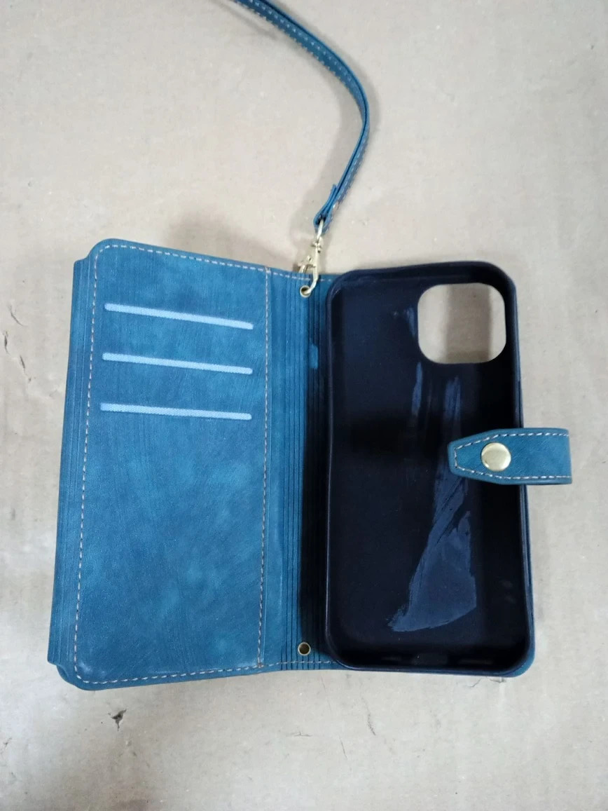 Ueebai Phone Case iPhone 15 6.1in 9 Card Slots Retro Leather Wallet Shockproof
