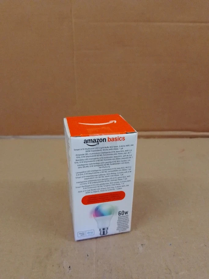 Amazon Basics Smart Multicolor LED Light Bulb B22 Base 8w Works Alexa New