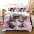 Tabeskly Kids Girls Bedding Set Double Cat Cute Soft Zipper Children Bed New