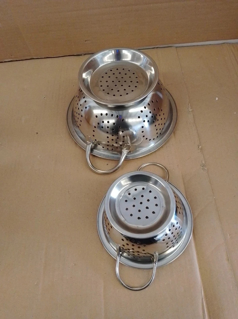 Home 2 Pack Set Stainless Steel Colanders Stainless Steel 11x25x31.5cm