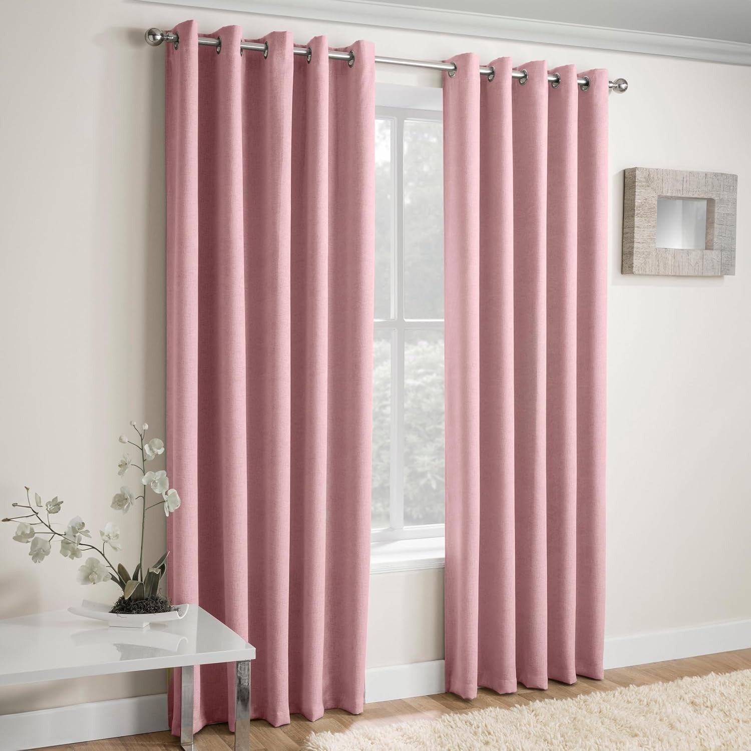 Blush Pink Thermal Blackout Curtains Eyelet Bedroom Living Room 168x229cm New