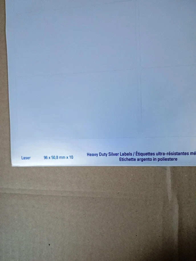 Avery L6012-20 Silver Heavy Duty Extra Strong Adhesive Labels 96x50.8mm New
