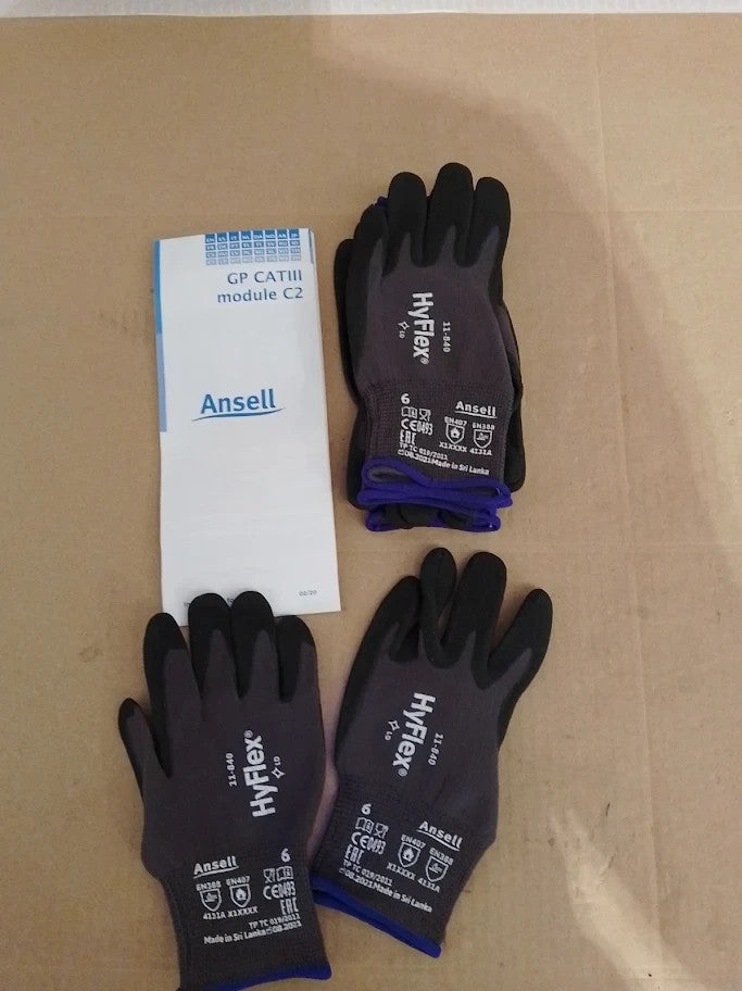 Ansell HyFlex 11-840 Professional Work Gloves Abrasion Resistant Nitrile XS New