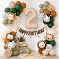 Animals Jungle Decoration Birthday Wild Party Children Caramel Number 2 New