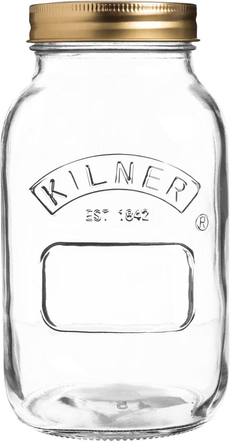 Kilner 34 Oz Preserve Jar 1L Transparent Round Glass Screw Top Lid Storage New