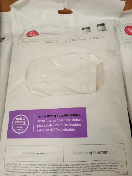 Simplehuman Code V Custom Fit Bin Liner Bulk Pack White Plastic 16-18L New