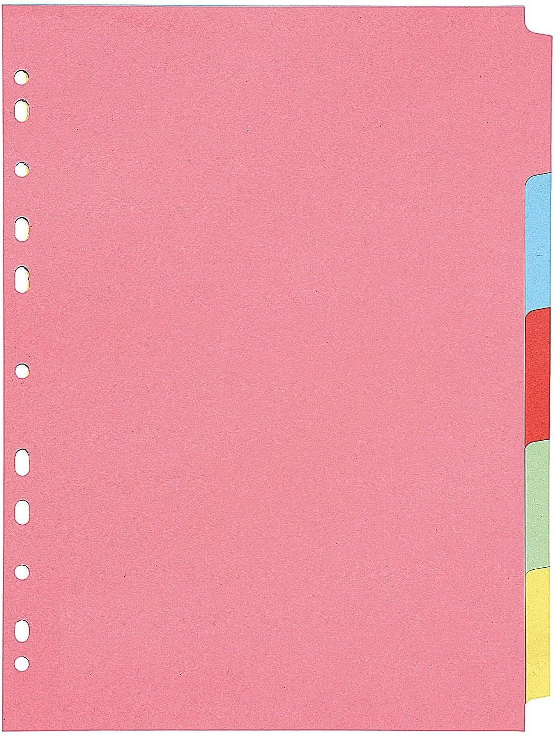 Q Connect 5 Part Subject Divider Multi Punched A4 KF26081 Cardboard New