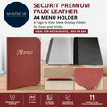 Securit Premium Faux Leather A4 Menu Holder 8 Page To View Sleek Display Folder