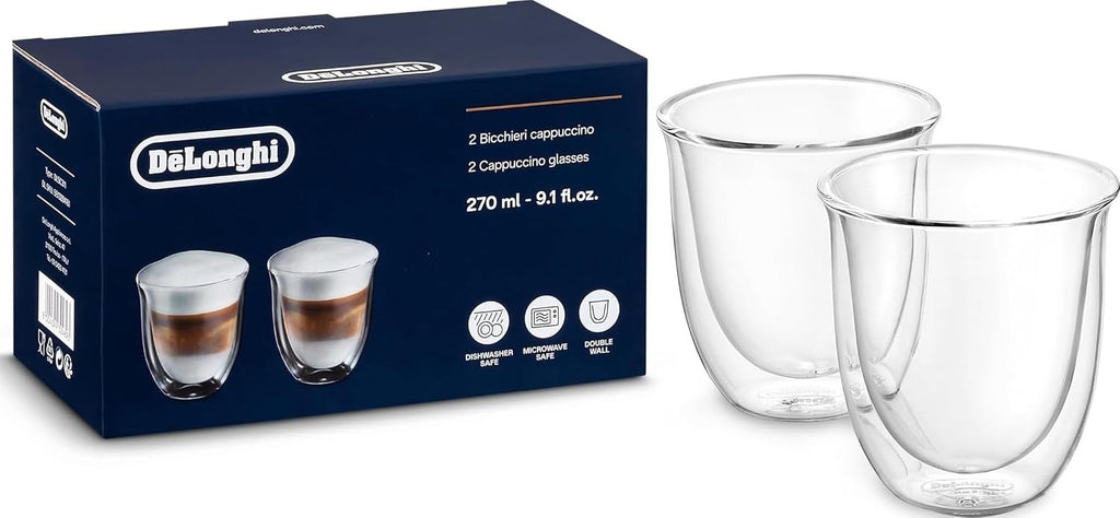 De Longhi DLSC311 Cappuccino 2 Glasses Per Pack 5513284161 Transparent New