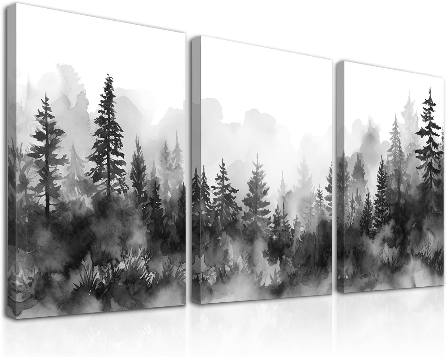 Dazzlewall 3pc Framed Misty Forest Wall Art Decor Landscape 12x16in New