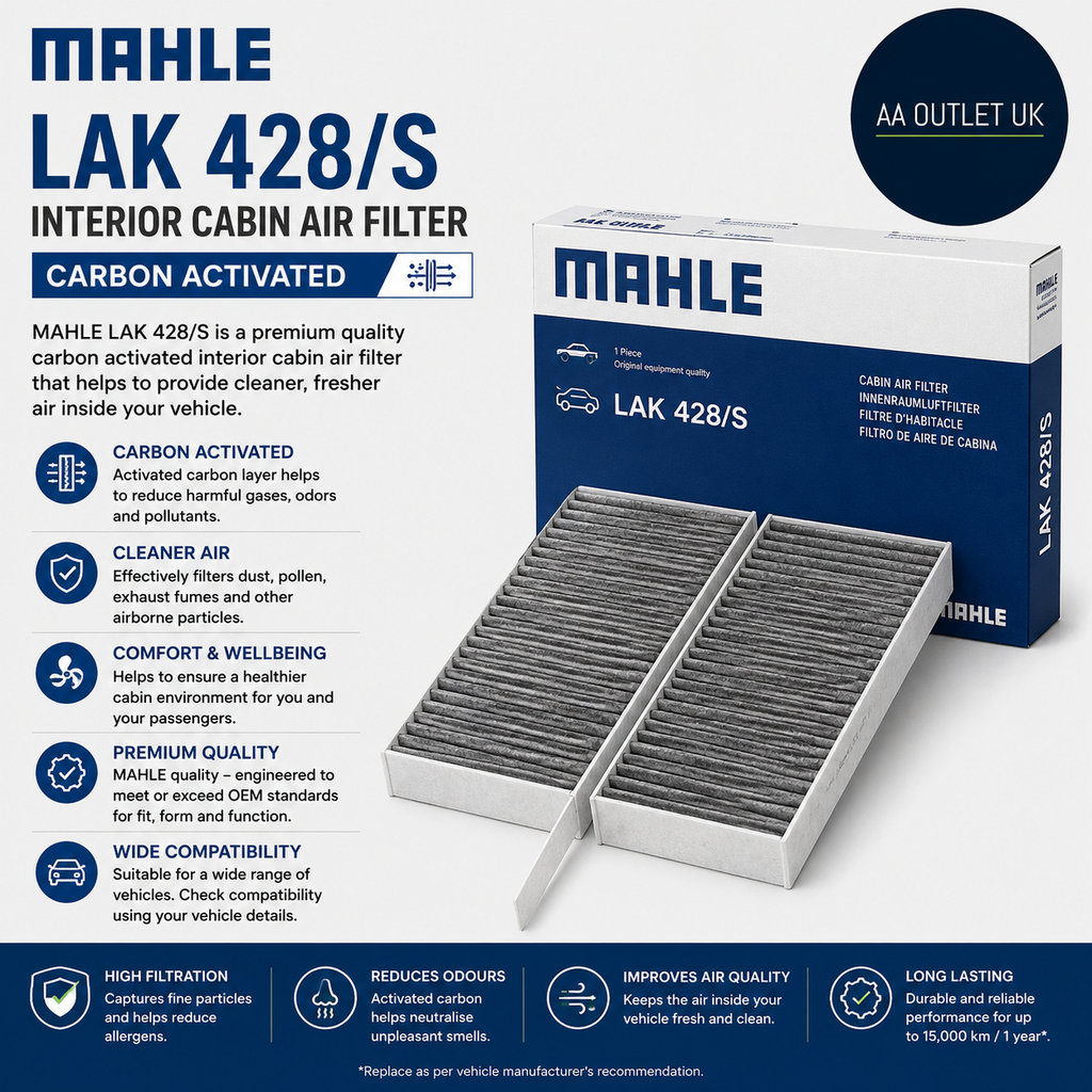 Mahle Lak 428 S Interior Cabin Air Filter Carbon Activated Pollen Filter