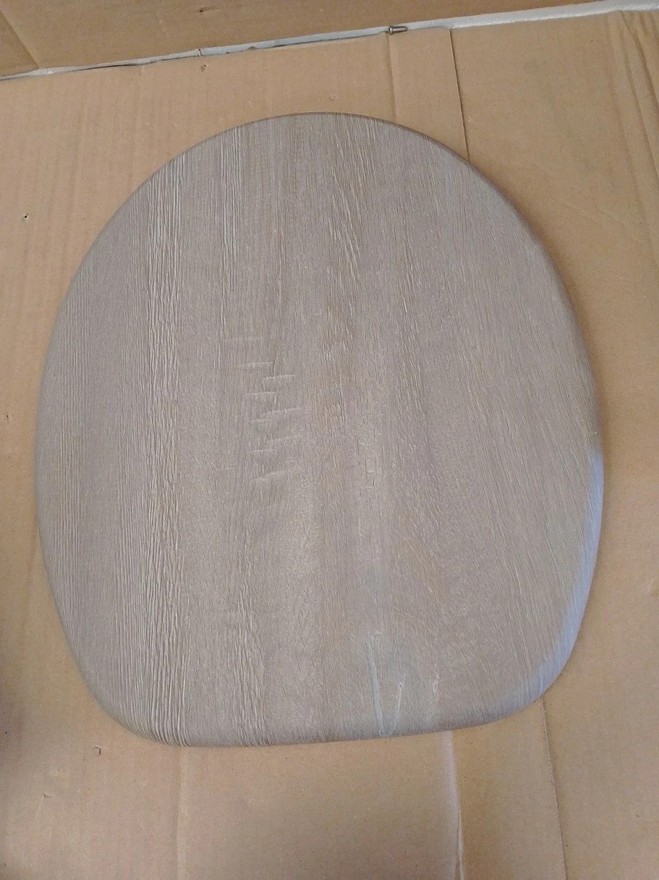 Home Wood Effect Toilet Seat Grey 6.7x38x48cm Adjustable Metal Hinge