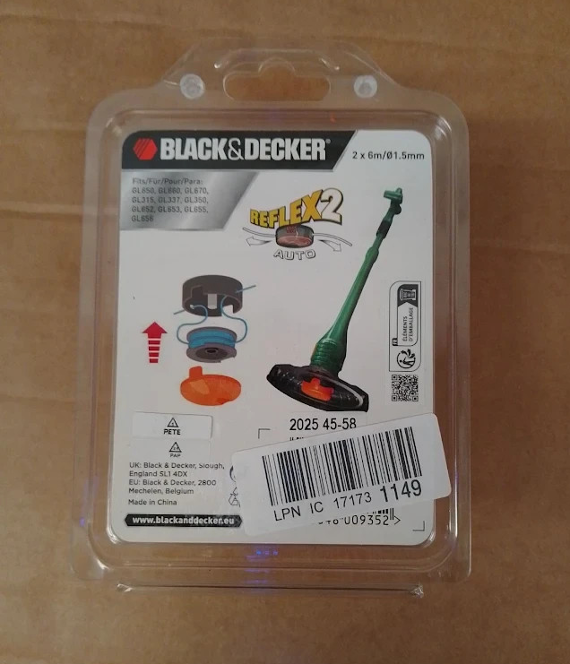 BLACK+DECKER A6442 XJ Dual Line Replacement Trimmer Spool Strimmer Cord New
