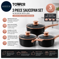 Tower T800001RB Linear Non Stick Induction Saucepans Sets Lids Easy Clean Black