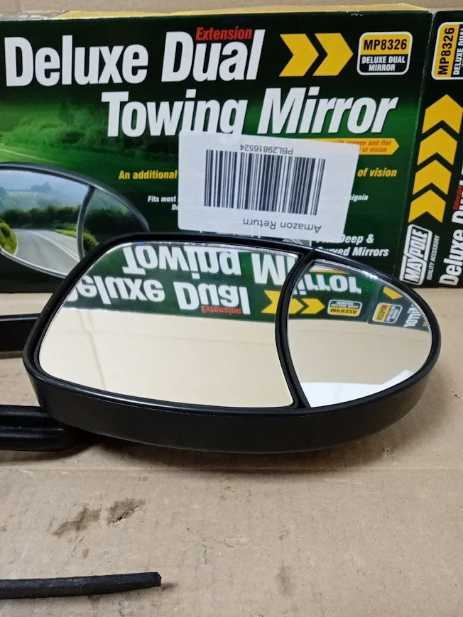 Maypole Deluxe Dual Glass Aero Shaped Extension Towing Mirror Universal Fit New