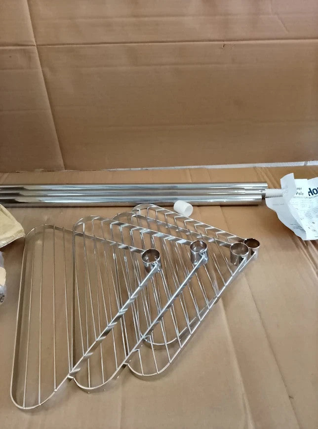Argos Home Shower Organiser Pole Chrome Metal 250.5x28.5x23cm New