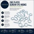 Zinc Plated Screw Eye Hooks Mixed Sizes Hanging Fixings DIY Hardware Lot New