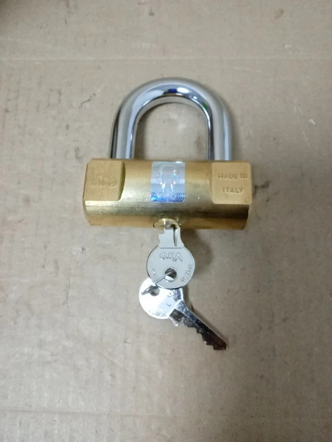 Viro Anti Burglar Padlock Cylindrical 80mm Solid Brass Base Steel Shackle