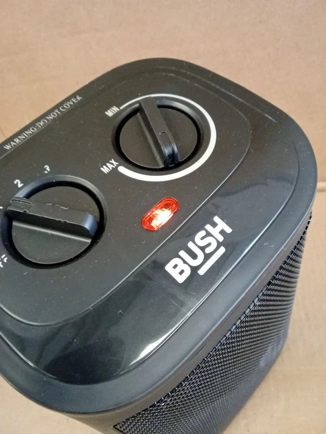 Bush 2000W Ceramic Fan Heater Lightweight PTC919K 3 Heat Settings Black