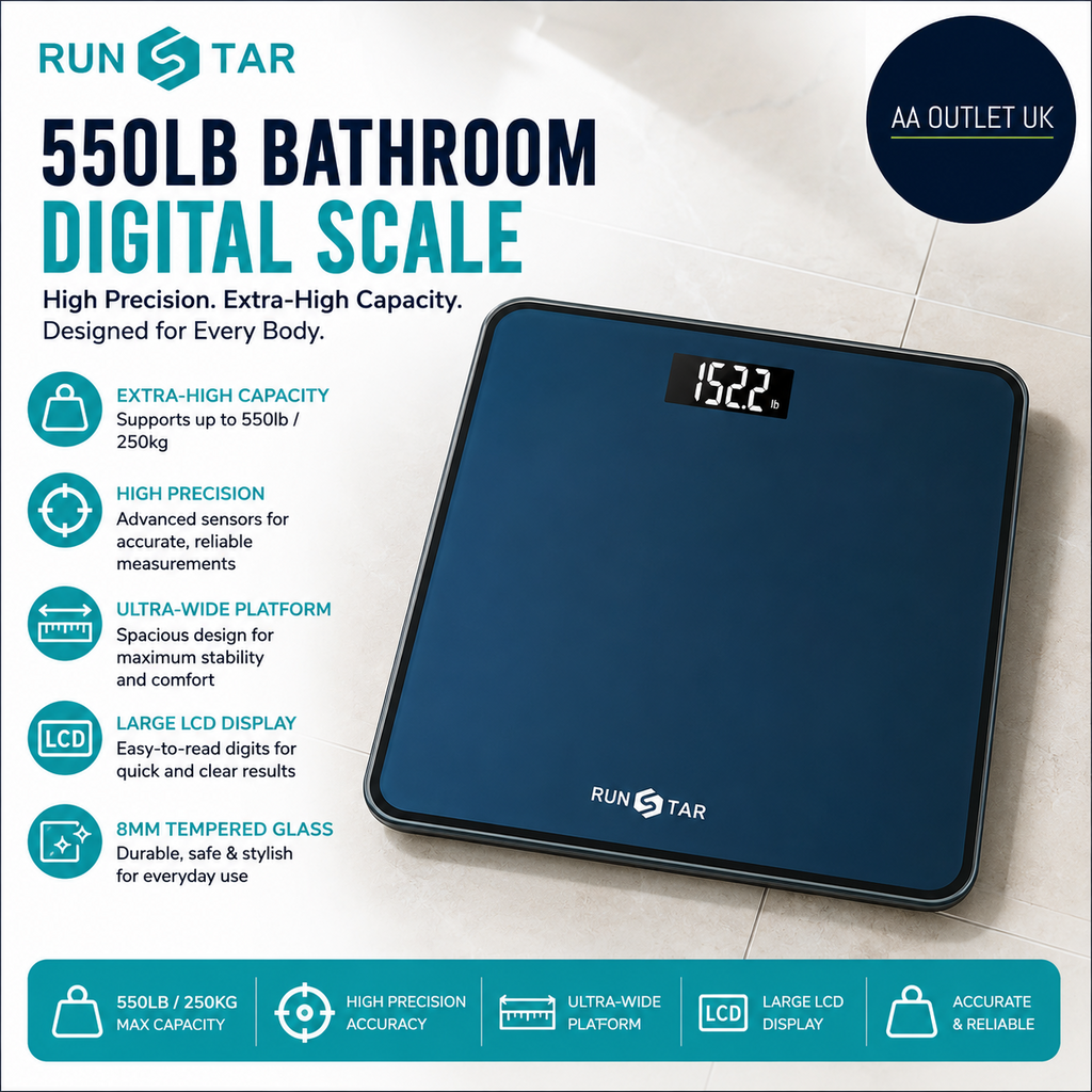 RunSTAR 550lb Bathroom Digital Scale Body Weight Ultra Wide Platform Large