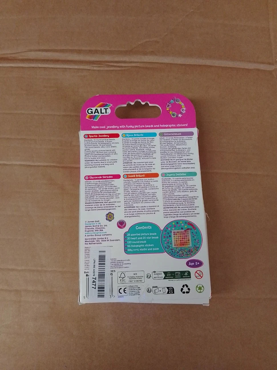 Galt Sparkle Jewellery Craft Kit Kids Necklace Bracelet Making Activity New