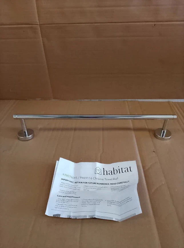 Habitat Wall Mounted Towel Rail Self Assembly 5.3x50x8cm Chrome New