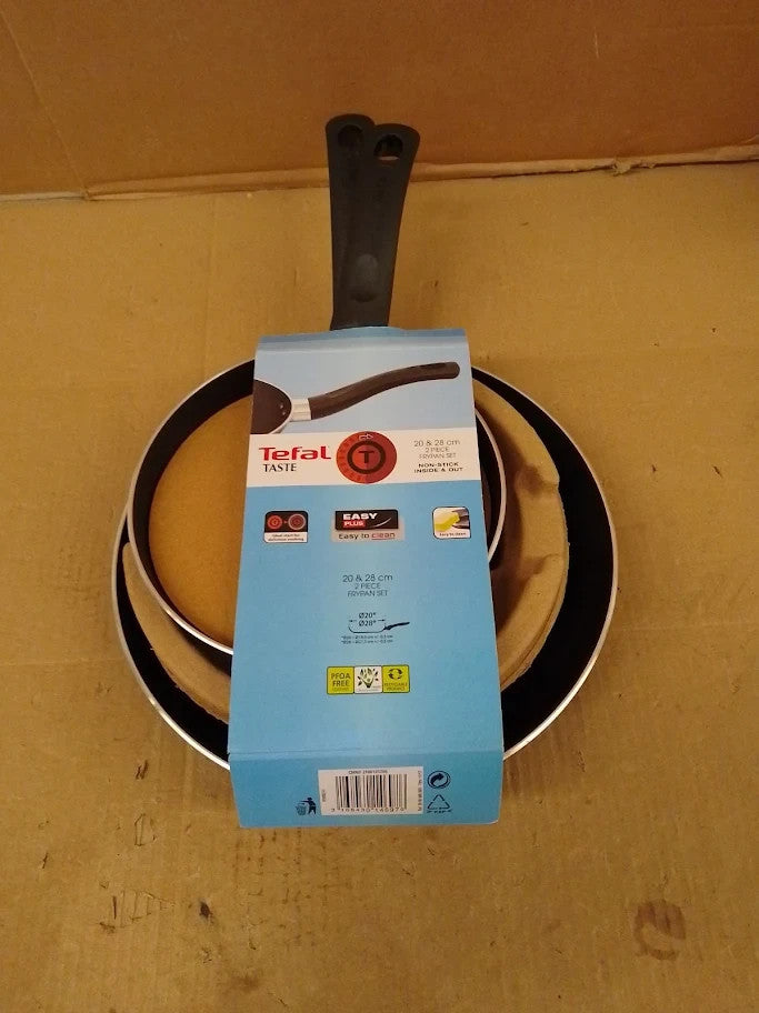 Tefal Taste Twin Frying Set 20x28cm Non Stick Aluminium Thermo Spot Black New